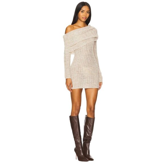 Lovers and Friends Ionela Off The Shoulder Dress in Oatmeal Small New Womens - Picture 3 of 10